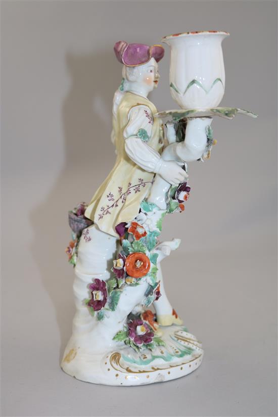 A Derby candlestick figure, late 18th century, 24cm